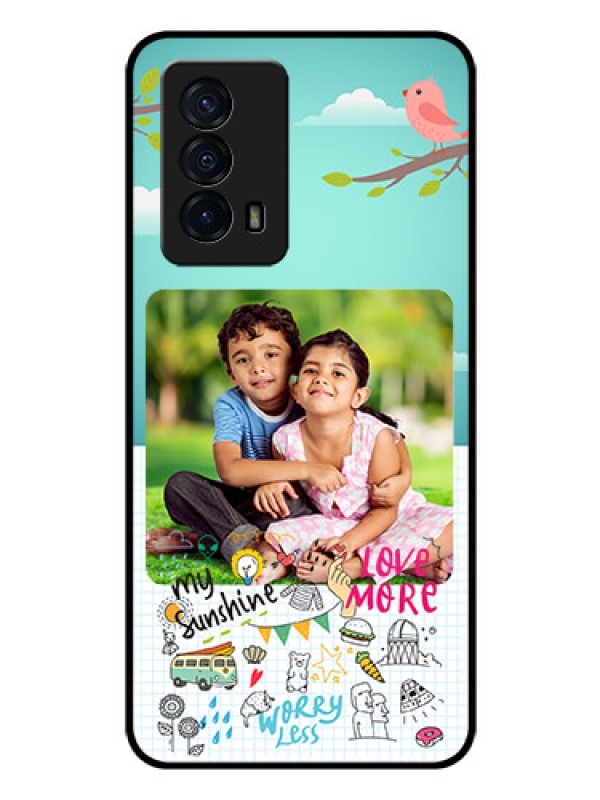 Custom iQOO Z5 5G Photo Printing on Glass Case - Doodle love Design