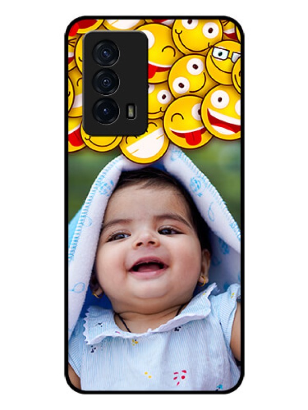 Custom iQOO Z5 5G Custom Glass Mobile Case - with Smiley Emoji Design