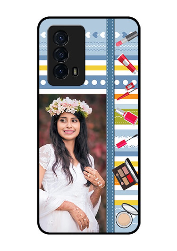 iQOO Z5 5G Personalized Glass Phone Case - Makeup Icons Design