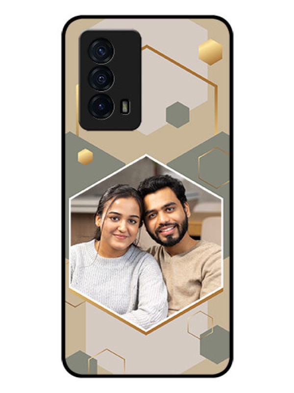 Custom iQOO Z5 5G Photo Printing on Glass Case - Stylish Hexagon Pattern Design