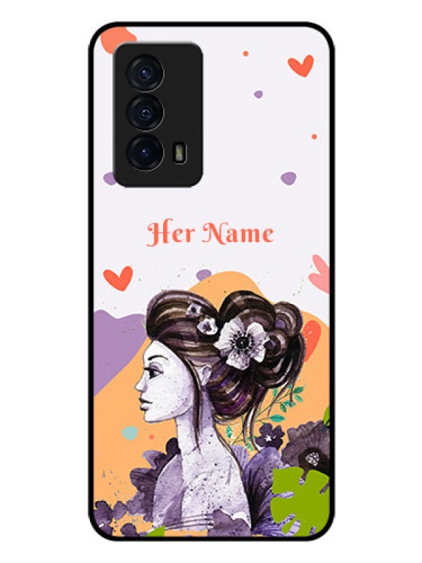 Custom iQOO Z5 5G Personalized Glass Phone Case - Woman And Nature Design