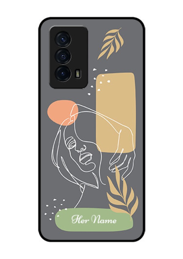 iQOO Z5 5G Custom Glass Phone Case - Gazing Woman line art Design