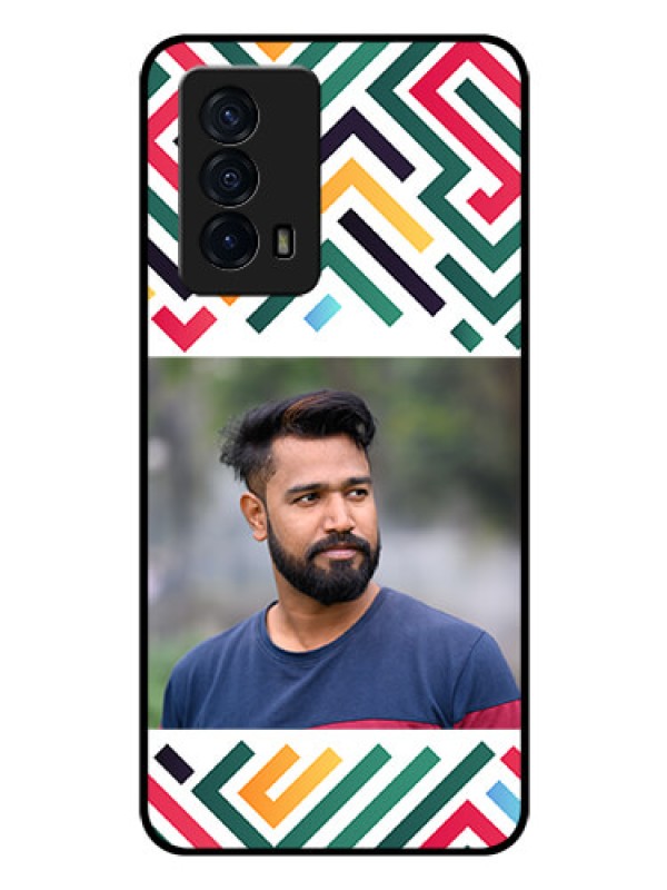 Custom iQOO Z5 5G Personalized Glass Phone Case - Colorful Maze Pattern Design