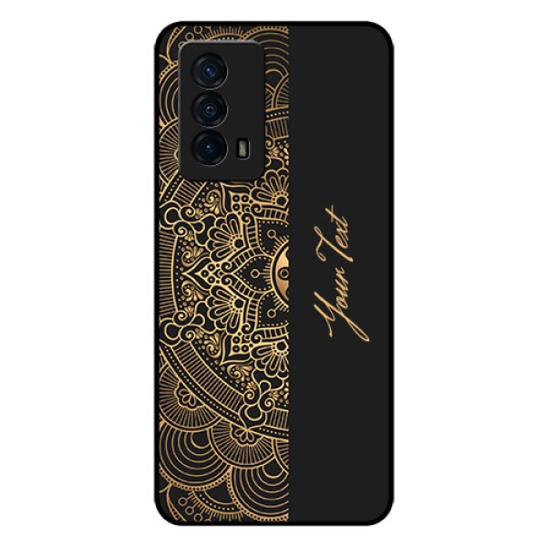iQOO Z5 5G Photo Printing on Glass Case - Mandala art with custom text Design