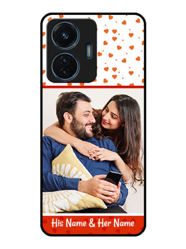 Custom iQOO Z6 44w Custom Glass Phone Case - Orange Love Symbol Design