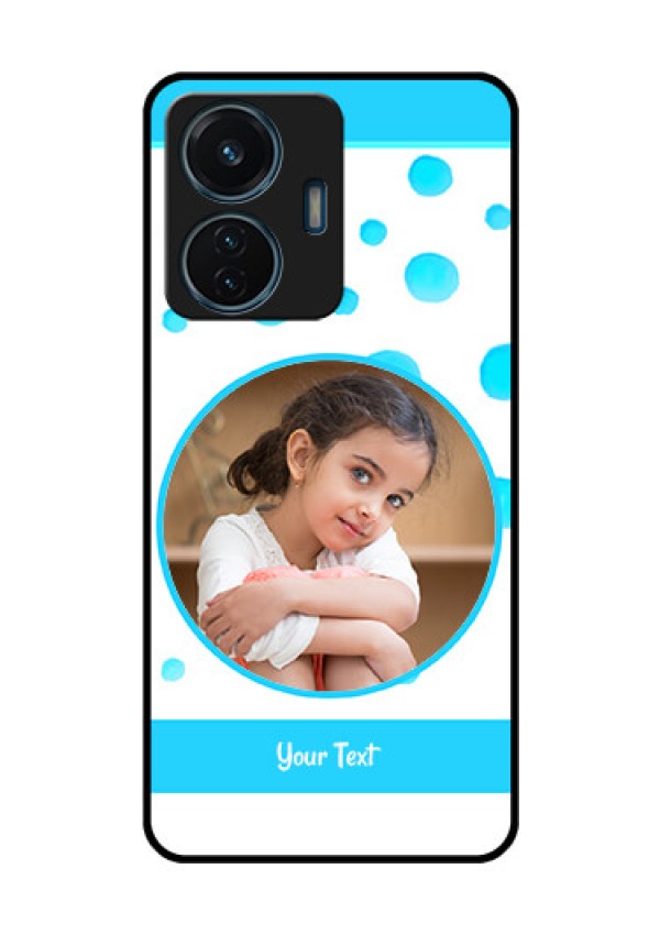 iQOO Z6 44w Photo Printing on Glass Case - Blue Bubbles Pattern Design