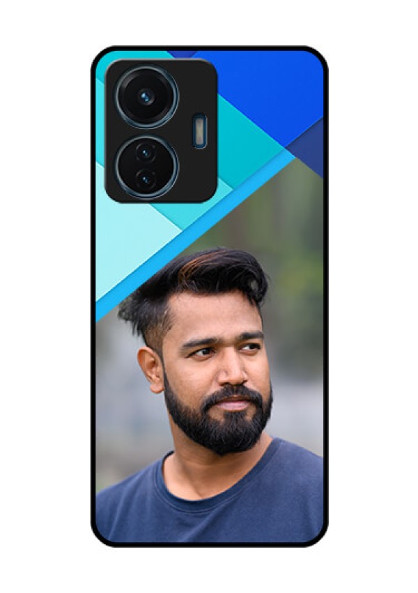 iQOO Z6 44w Custom Glass Phone Case - Blue Pattern Design