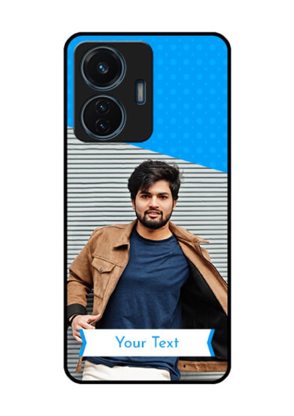 iQOO Z6 44w Photo Printing on Glass Case - Simple Blue Color Design