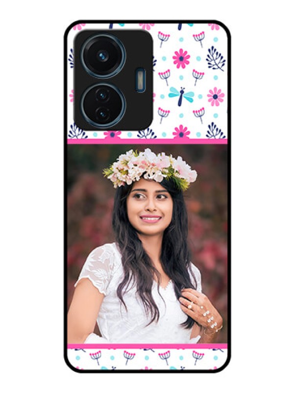 Custom iQOO Z6 44w Photo Printing on Glass Case - Colorful Flower Design
