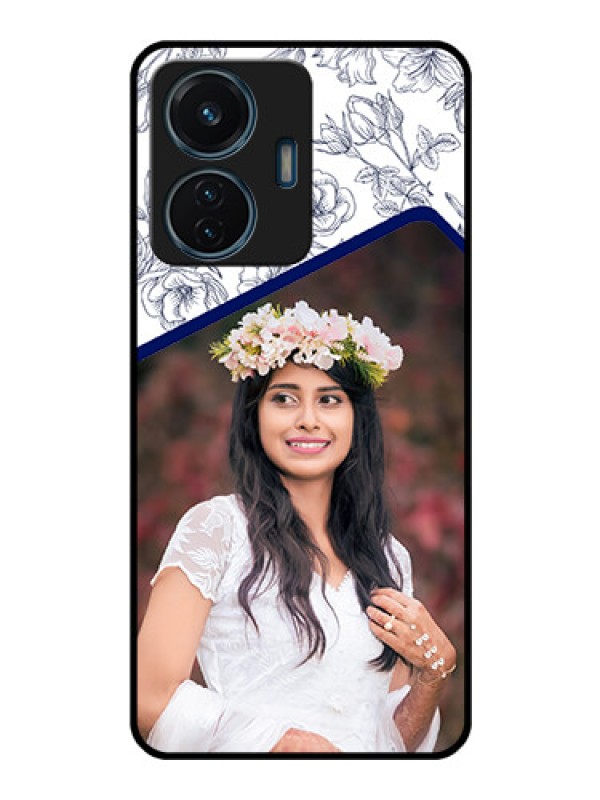 Custom iQOO Z6 44w Personalized Glass Phone Case - Premium Floral Design
