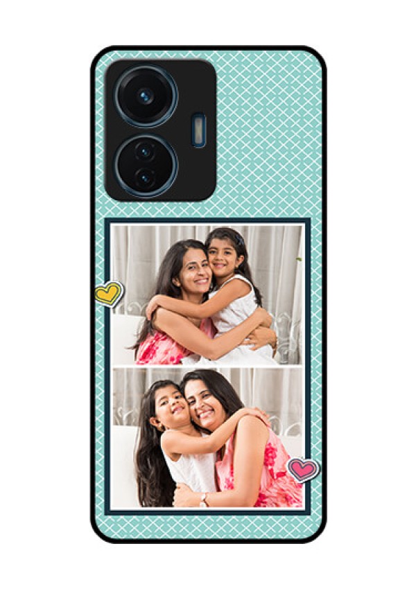 iQOO Z6 44w Custom Glass Phone Case - 2 Image Holder with Pattern Design