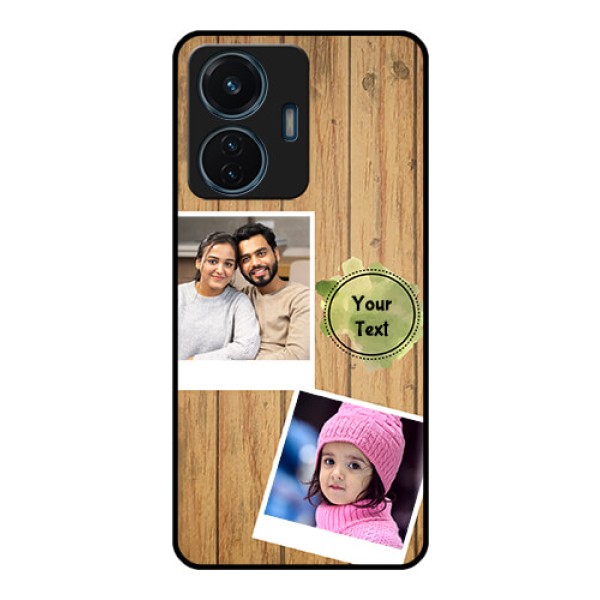 iQOO Z6 44w Custom Glass Phone Case - Wooden Texture Design