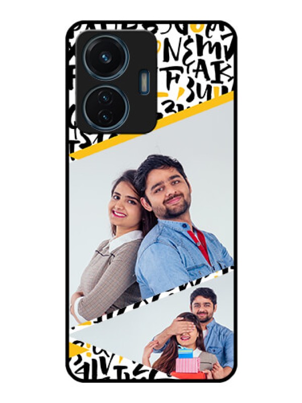 Custom iQOO Z6 44w Custom Glass Mobile Case - Letters Pattern Design