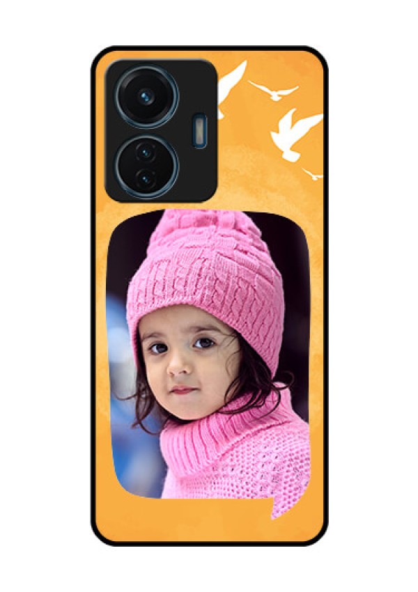 iQOO Z6 44w Personalized Glass Phone Case - Water Color Design with Bird Icons