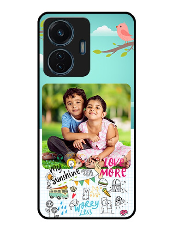 Custom iQOO Z6 44w Photo Printing on Glass Case - Doodle love Design