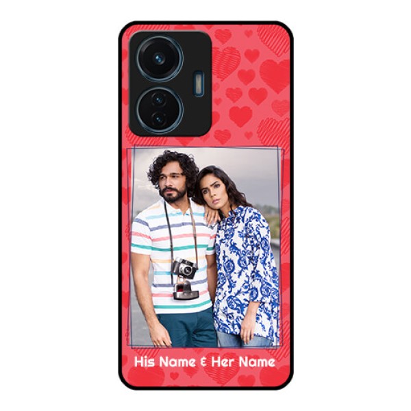 iQOO Z6 44w Photo Printing on Glass Case - with Red Heart Symbols Design iQOO Z6 44w Photo Printing on Glass Case - with Red Heart Symbols Design