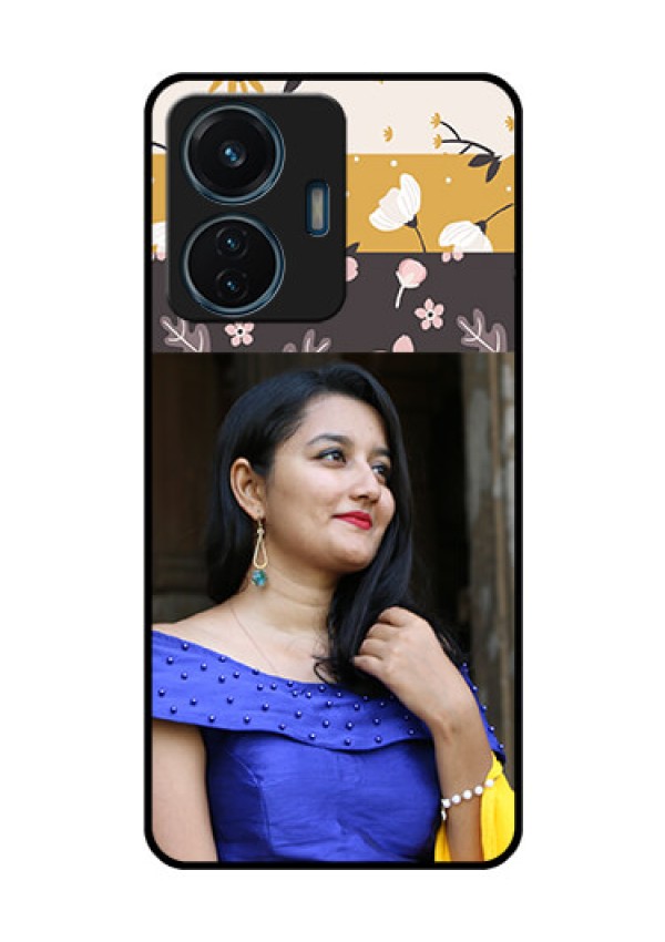 iQOO Z6 44w Custom Glass Phone Case - Stylish Floral Design