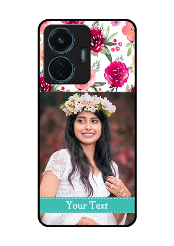 iQOO Z6 44w Custom Glass Phone Case - Watercolor Floral Design