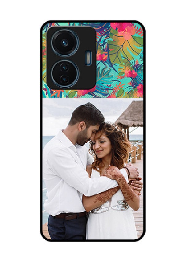 iQOO Z6 44w Photo Printing on Glass Case - Watercolor Floral Design