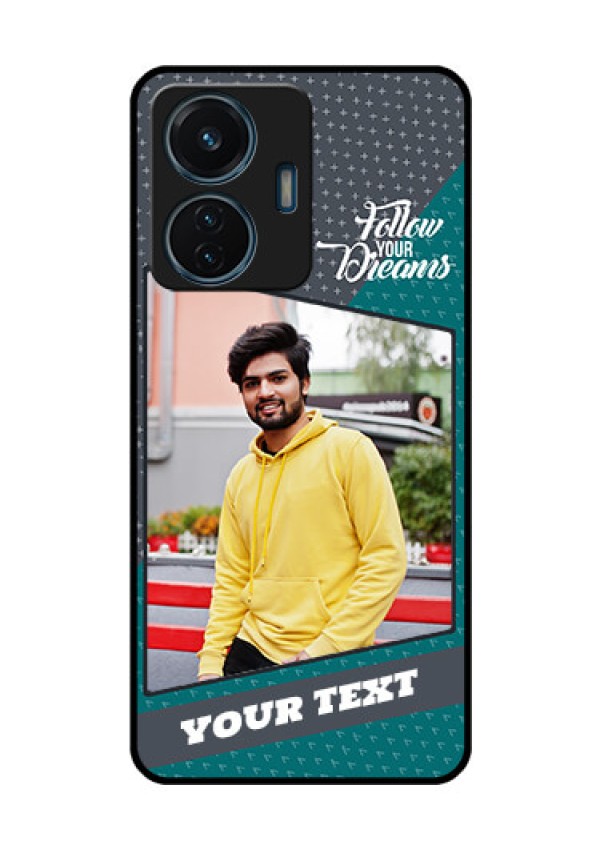 iQOO Z6 44w Personalized Glass Phone Case - Background Pattern Design with Quote