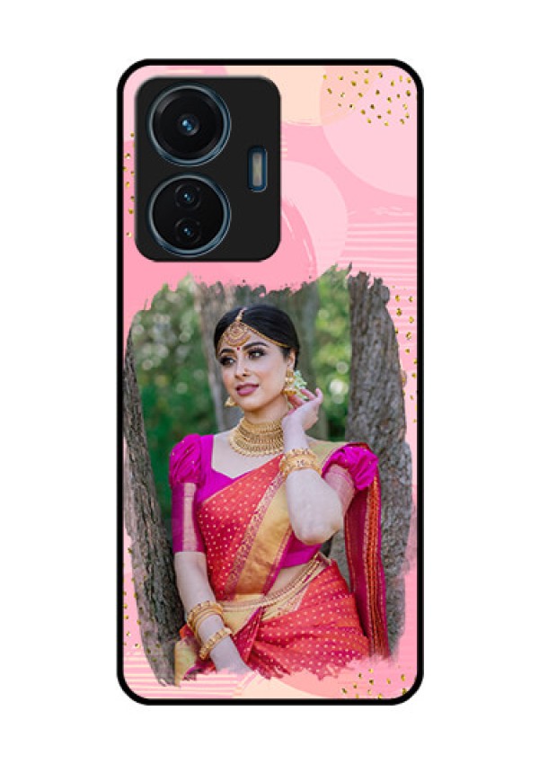 iQOO Z6 44w Personalized Glass Phone Case - Gold Glitter Splash Design