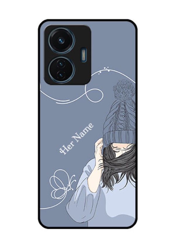 iQOO Z6 44w Custom Glass Mobile Case - Girl in winter outfit Design