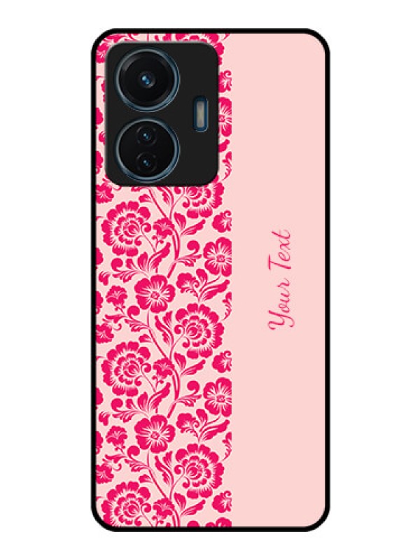 Custom iQOO Z6 44w Custom Glass Phone Case - Attractive Floral Pattern Design