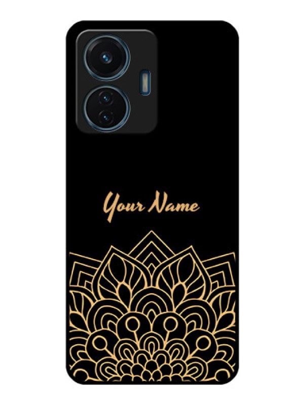 Custom iQOO Z6 44w Custom Glass Phone Case - Golden mandala Design