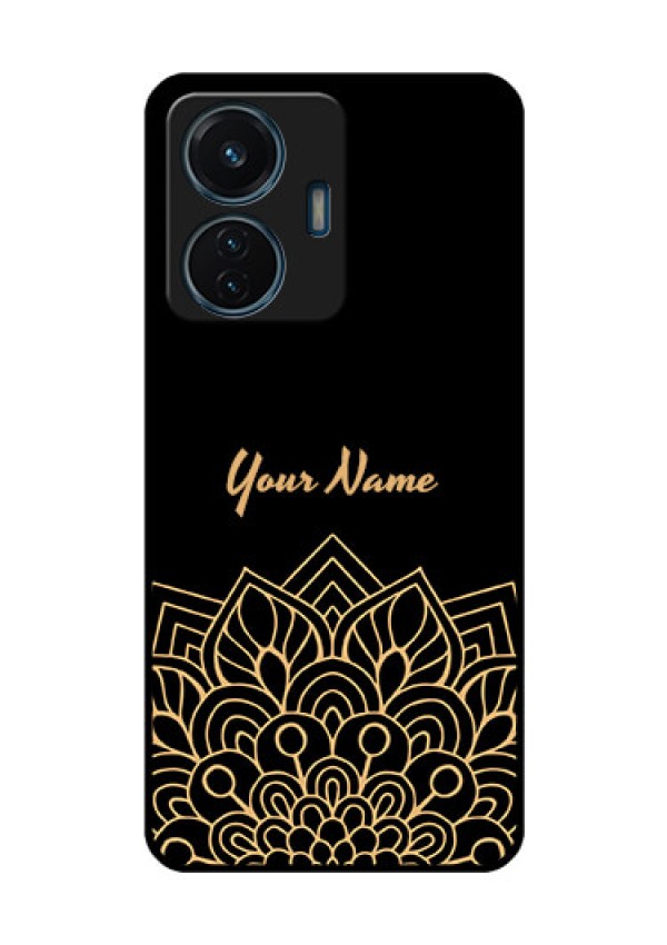 iQOO Z6 44w Custom Glass Phone Case - Golden mandala Design