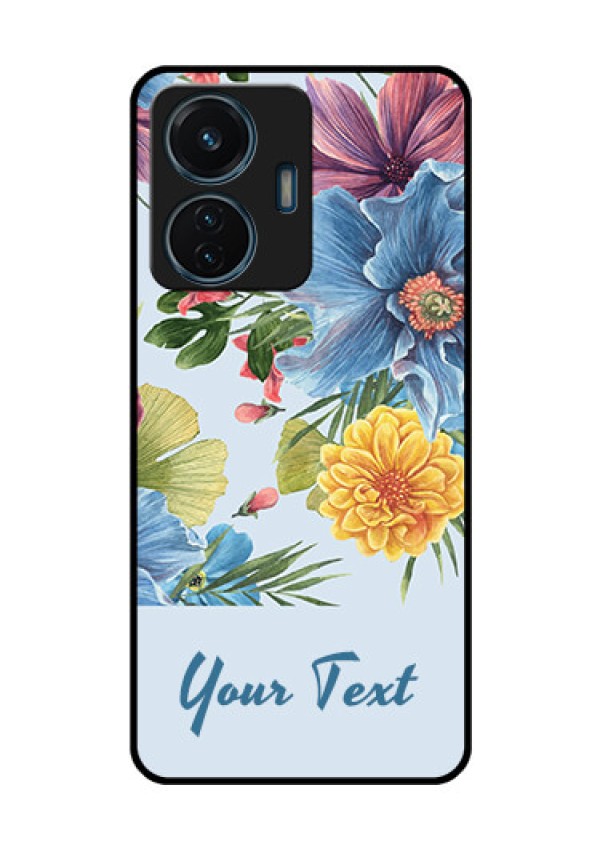 iQOO Z6 44w Custom Glass Mobile Case - Stunning Watercolored Flowers Painting Design