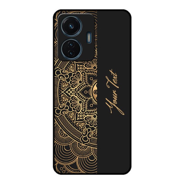 iQOO Z6 44w Photo Printing on Glass Case - Mandala art with custom text Design