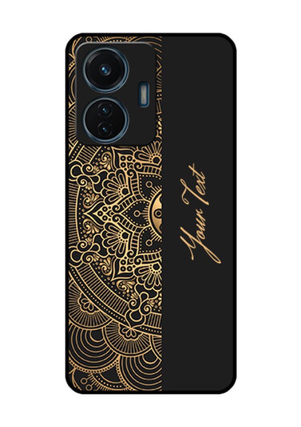 iQOO Z6 44w Photo Printing on Glass Case - Mandala art with custom text Design