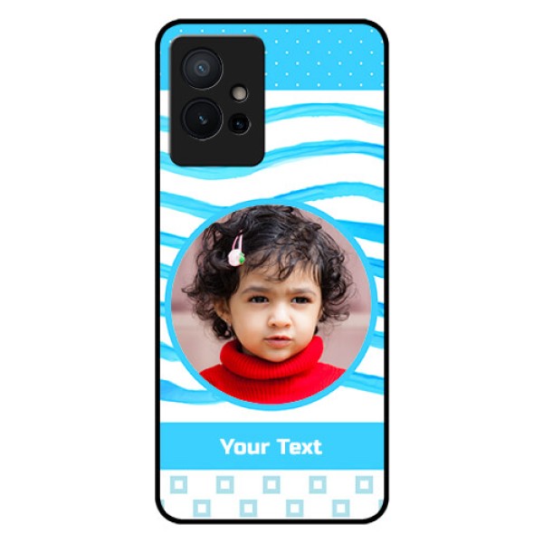 iQOO Z6 5G Custom Glass Phone Case - Simple Blue Case Design