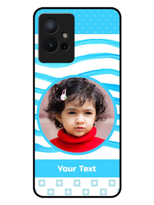 Custom iQOO Z6 5G Custom Glass Phone Case - Simple Blue Case Design