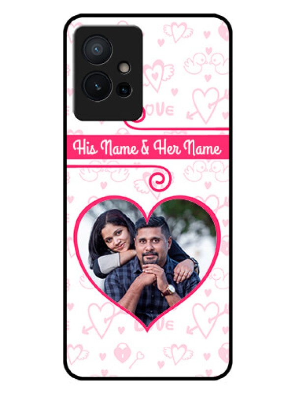 Custom iQOO Z6 5G Personalized Glass Phone Case - Heart Shape Love Design