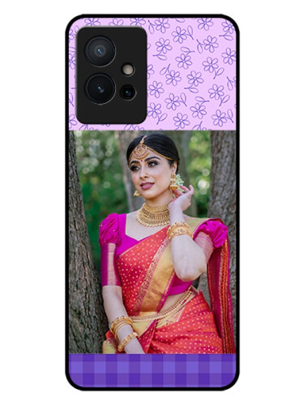 Custom iQOO Z6 5G Custom Glass Phone Case - Purple Floral Design