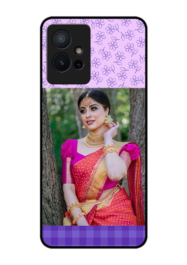 iQOO Z6 5G Custom Glass Phone Case - Purple Floral Design