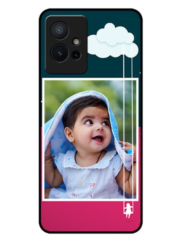 Custom iQOO Z6 5G Custom Glass Phone Case - Cute Girl with Cloud Design