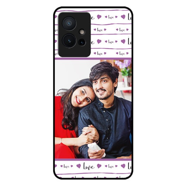 iQOO Z6 5G Custom Glass Mobile Case - Couples Heart Design