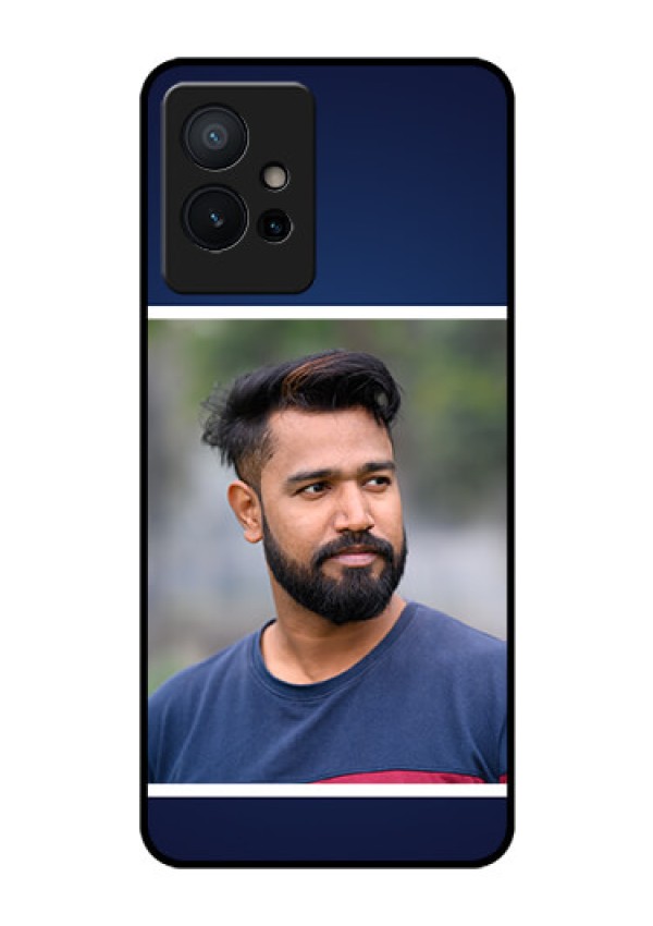 iQOO Z6 5G Personalized Glass Phone Case - Simple Royal Blue Design