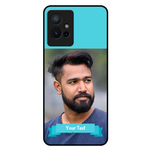 iQOO Z6 5G Personalized Glass Phone Case - Simple Blue Color Design