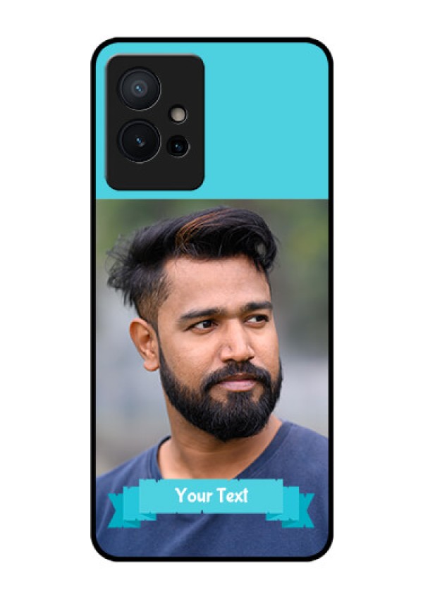 iQOO Z6 5G Personalized Glass Phone Case - Simple Blue Color Design