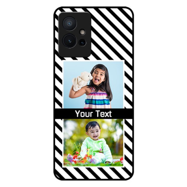 iQOO Z6 5G Photo Printing on Glass Case - Black And White Stripes Design