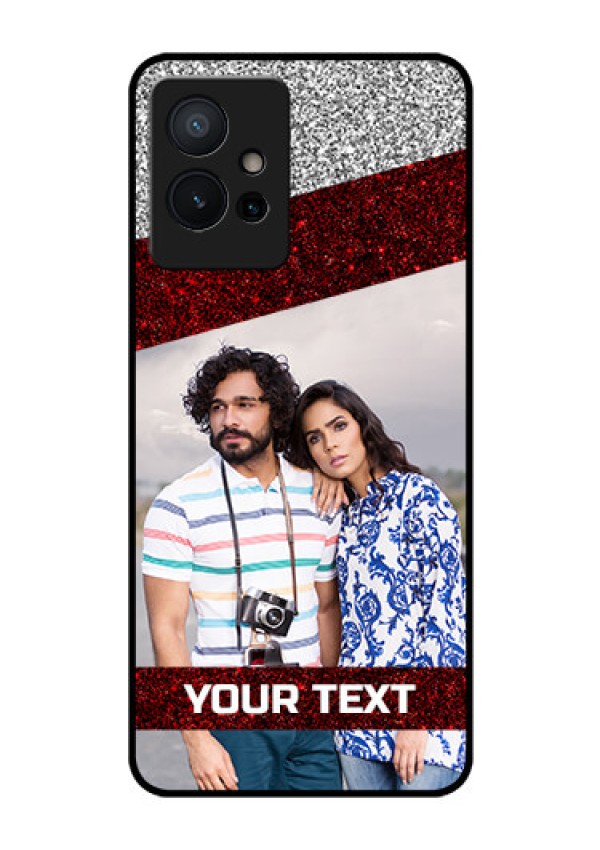 iQOO Z6 5G Personalized Glass Phone Case - Image Holder with Glitter Strip Design