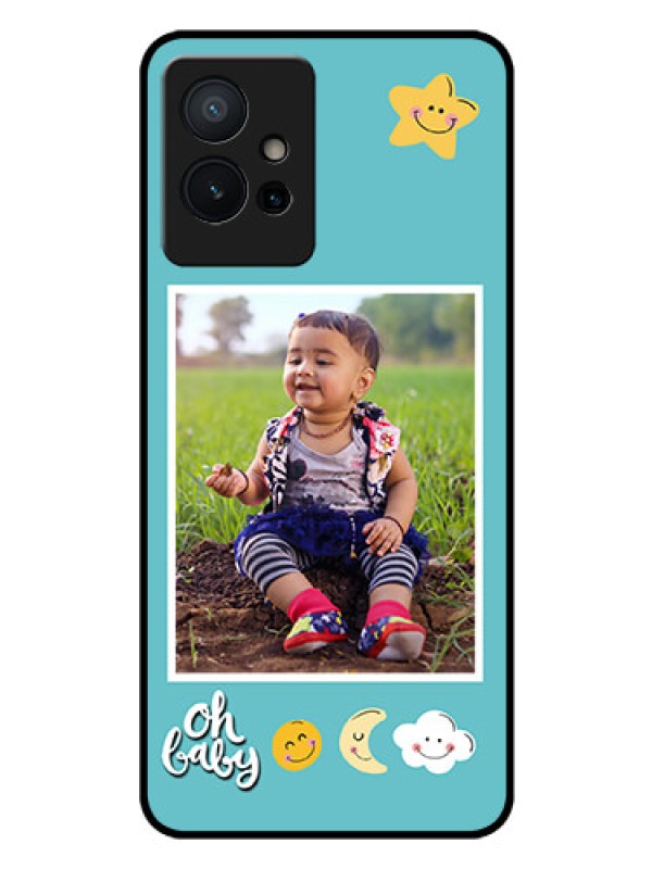 Custom iQOO Z6 5G Personalized Glass Phone Case - Smiley Kids Stars Design
