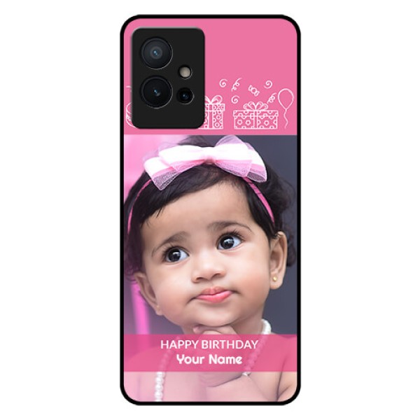 iQOO Z6 5G Photo Printing on Glass Case - with Birthday Line Art Design