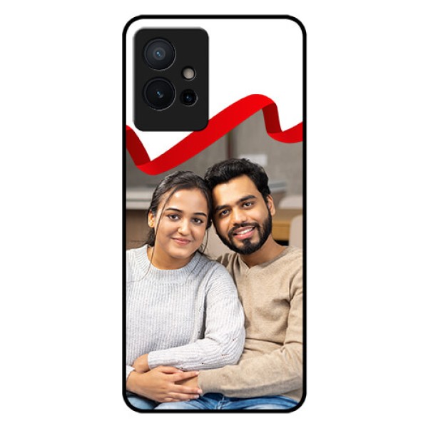 iQOO Z6 5G Photo Printing on Glass Case - Red Ribbon Frame Design
