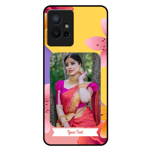 iQOO Z6 5G Custom Glass Mobile Case - 3 Image With Vintage Floral Design iQOO Z6 5G Custom Glass Mobile Case - 3 Image With Vintage Floral Design