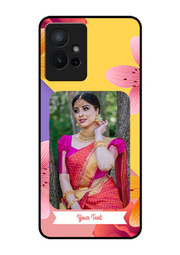 iQOO Z6 5G Custom Glass Mobile Case - 3 Image With Vintage Floral Design