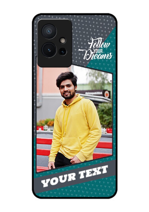 iQOO Z6 5G Personalized Glass Phone Case - Background Pattern Design with Quote